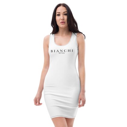 Bianchi Di Noir Pearl White Logo-Print Sublimation Cut & Sew Dress