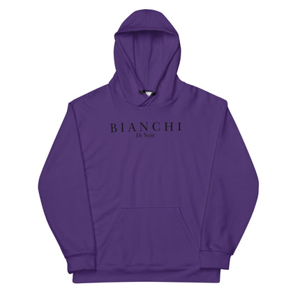 Bianchi Di Noir Logo-Print Purple Black Draw Strings Unisex Hoodie