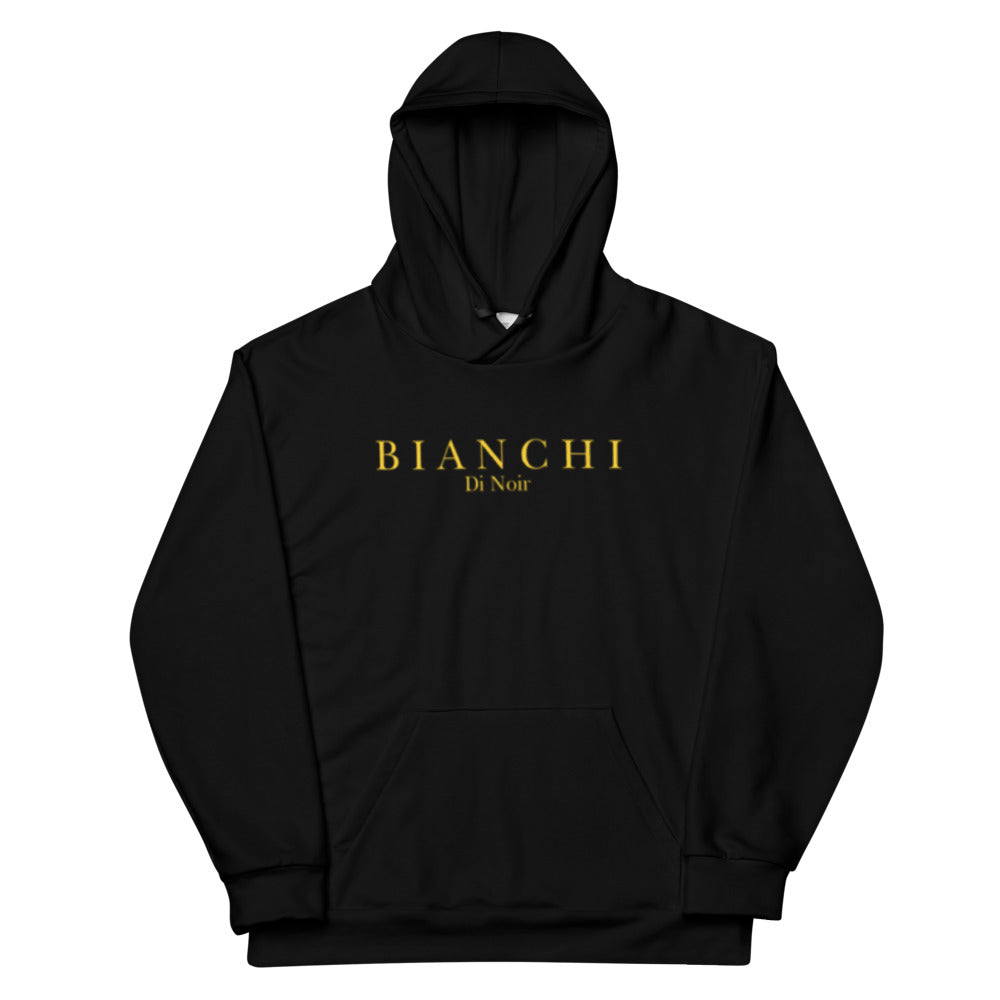 Bianchi Di Noir Black Logo-Print Yellow Unisex Hoodie